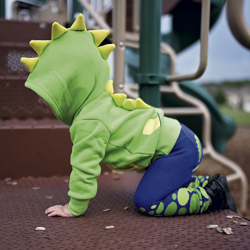 Green Dino Hoodie with Horns