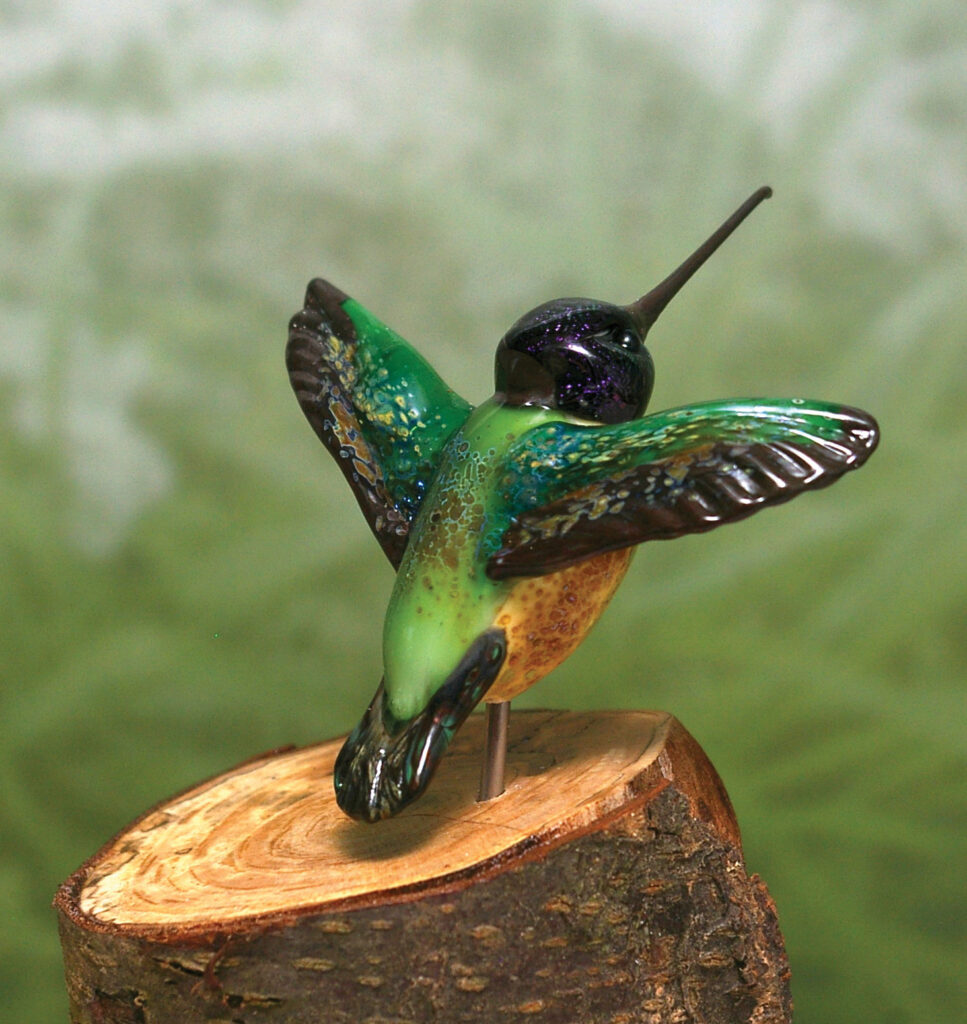 Glass hummingbird ornament
