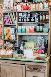 Colorful, organized merchandise offerings at Barque