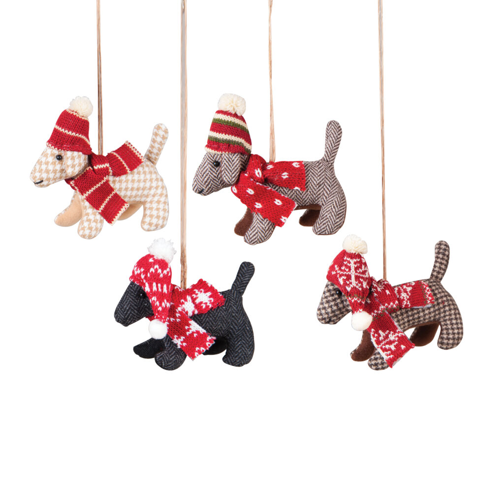 Dogs in Plaid Ornaments