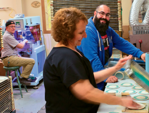 The staff in the print room at Channel Craft