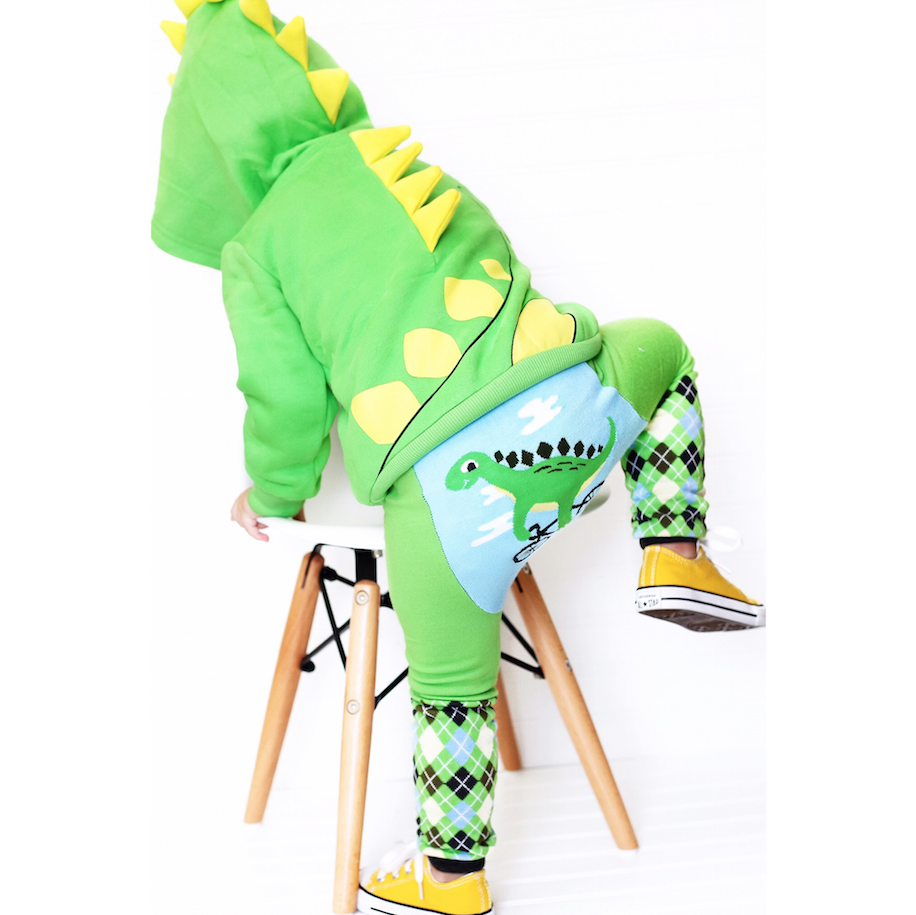 Dino Green with Yellow Spikes 3D Hoodie
