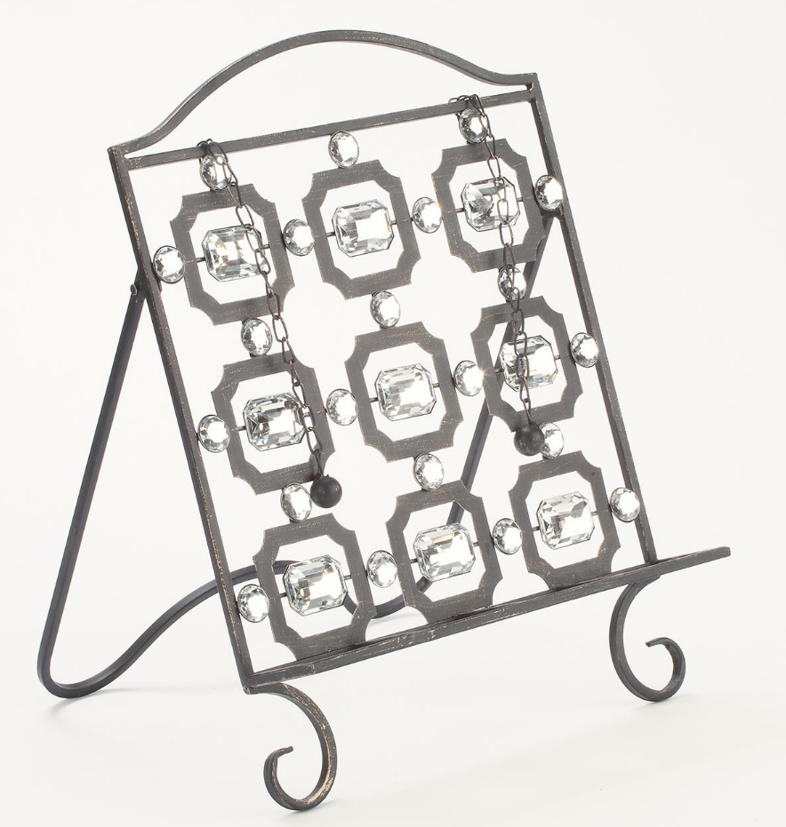 Metal Book Stand with Clear Beads