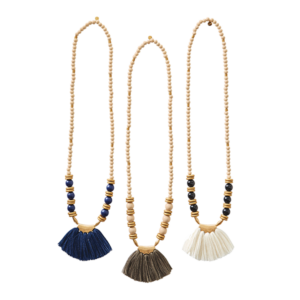 Wooden Bead Tassel Necklaces from Mud Pie
