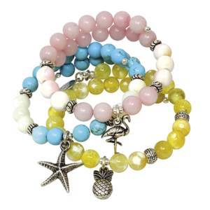 Natural Stone Charm Wrap Bracelet