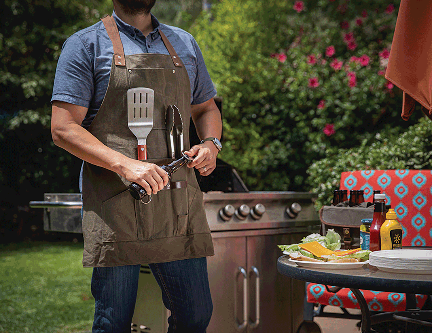 BBQ April with tools and bottle opener from PicnicTime