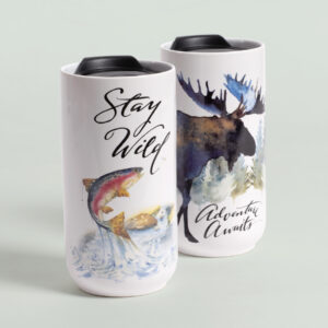 Trout and Moose Ceramic Travel Mugs from Punch Studios