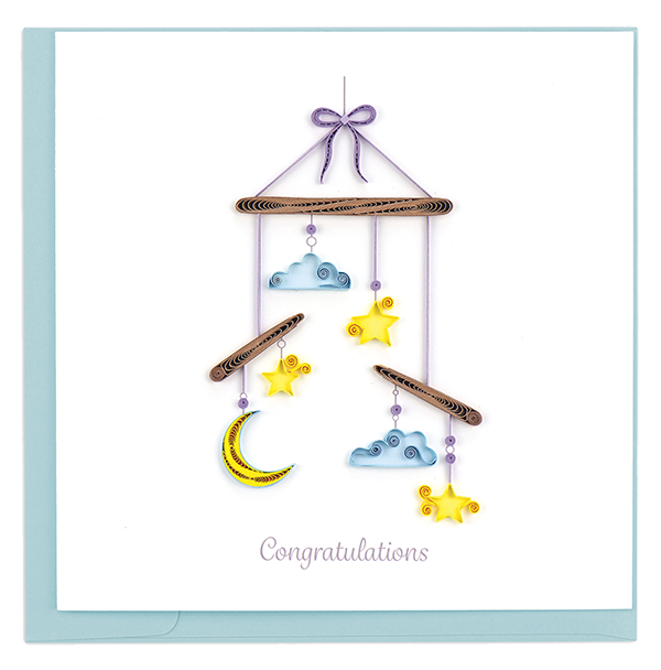 Quilled Night Sky Baby Mobile Congratulations Card
