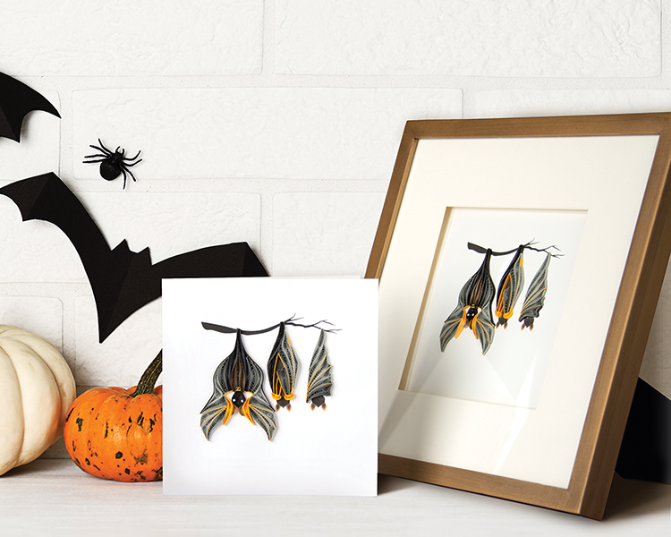 Quilled Halloween Bats Greeting Card