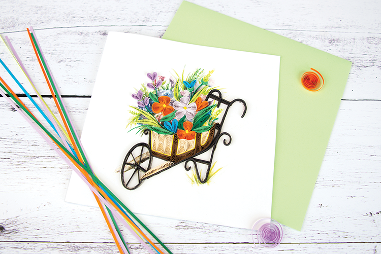 Quilled Wheelbarrow Garden Greeting Card