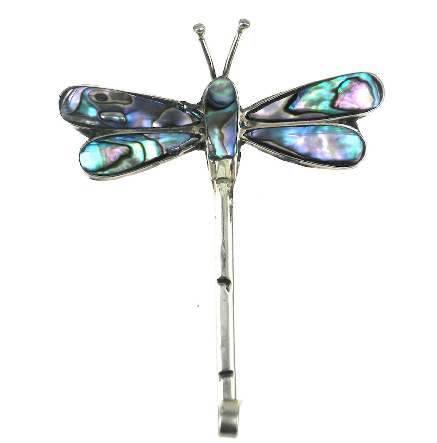 Silver Abalone Dragonfly Pin