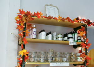 Facial product display inside Simply Pure Products retail location