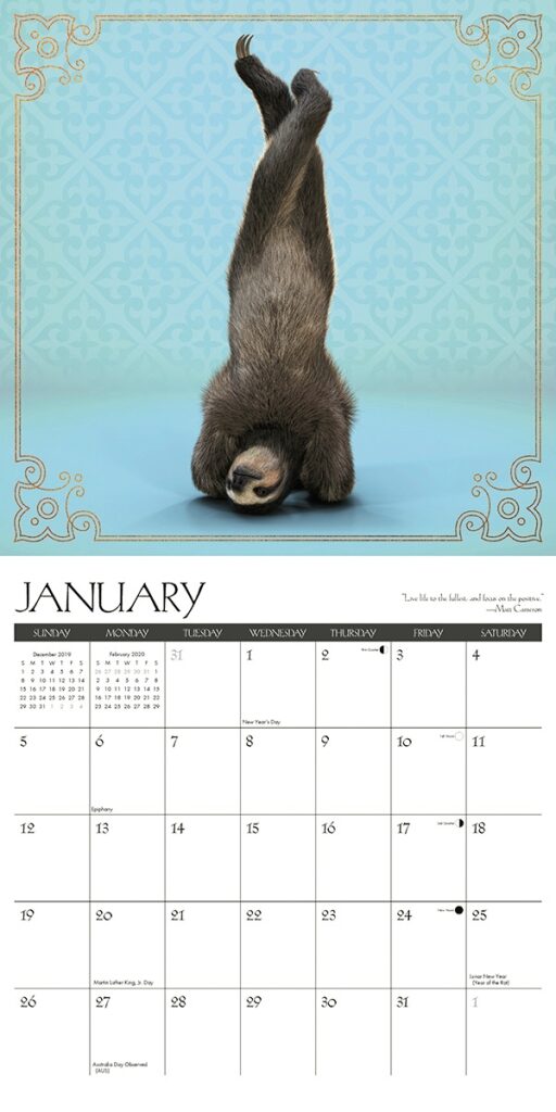 Sloth Yoga Calendar