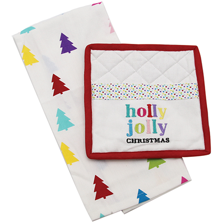 Holly Jolly Dish Towel & Pot Holder Set