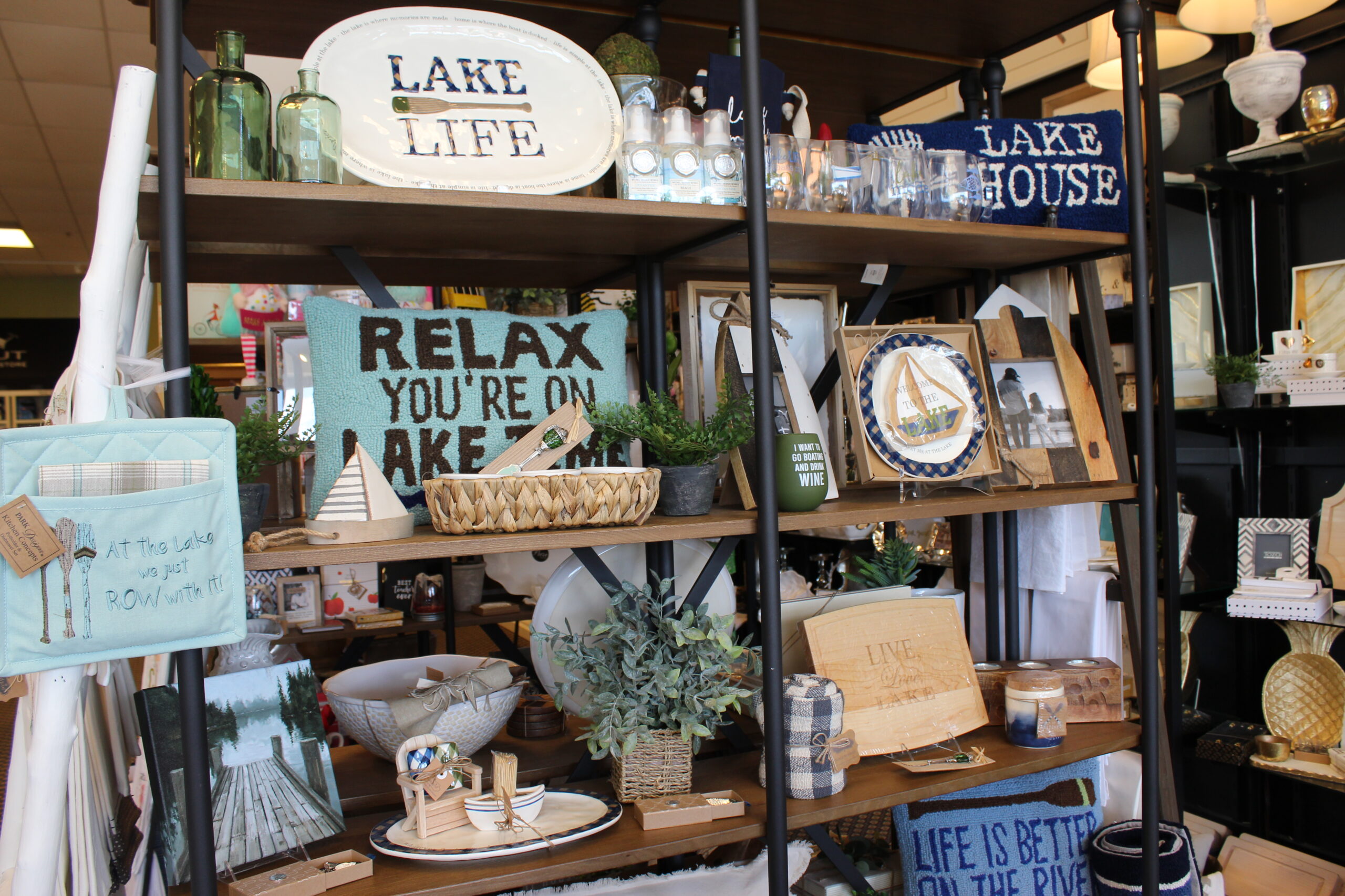 Lake and Coastal merchandise display at Zazu Gifts