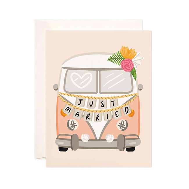 Just Married Getaway Van Card