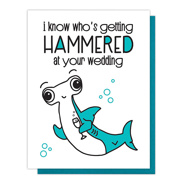 Hammerwed Shark Wedding Letterpress Card