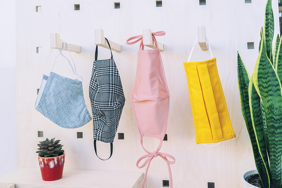 Rack for holding face masks